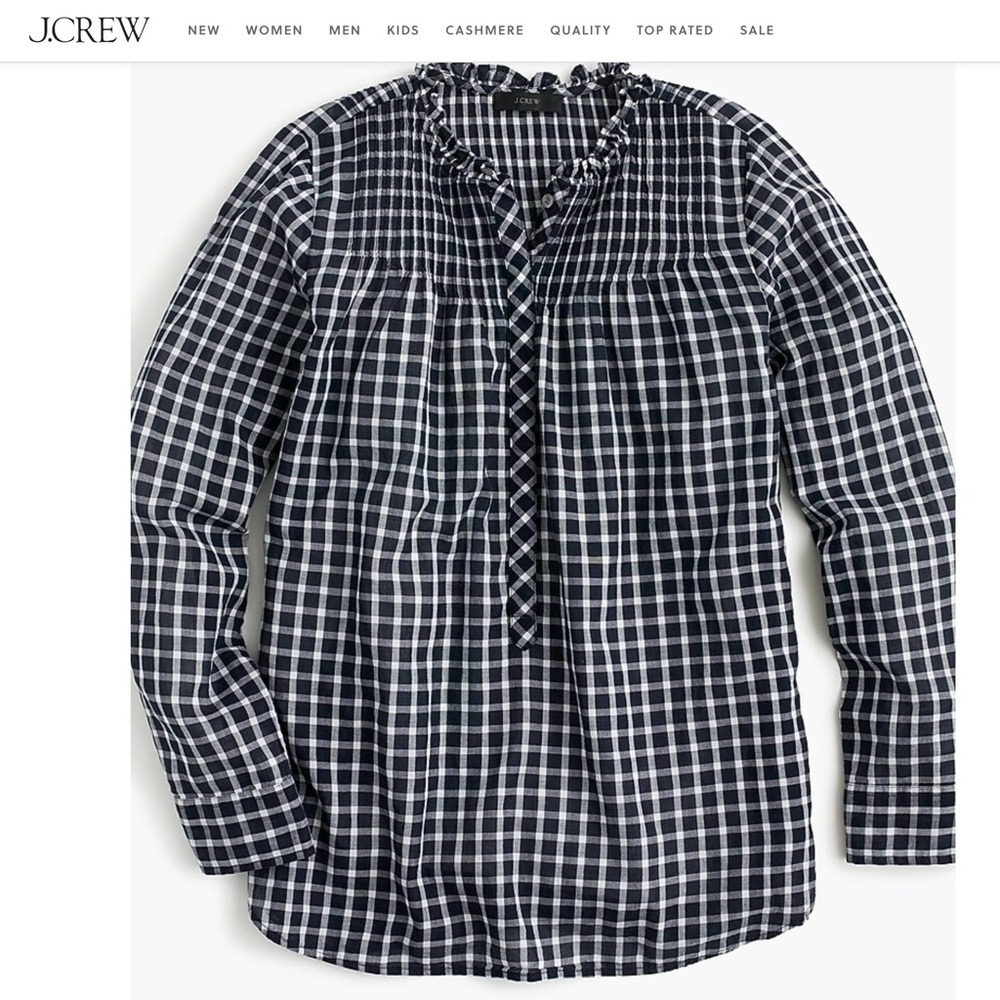 J Crew Navy windowpane gingham popover 8T